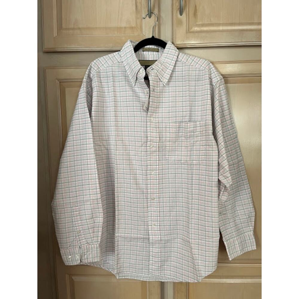 NWT Natural Life Shirt Cotton Pink Gray Large Check Button Down Sz M